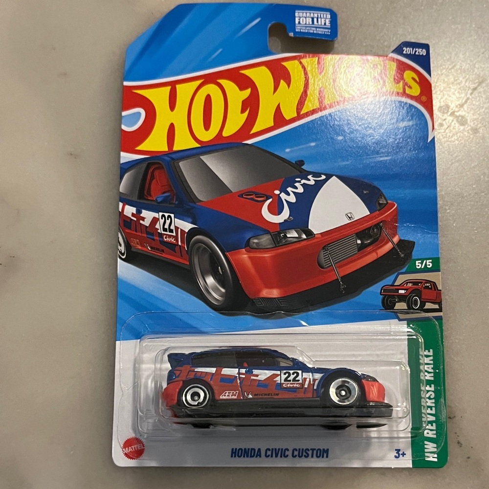 Hot Wheels Honda Civic Custom Toy Car - Red, Blue, White